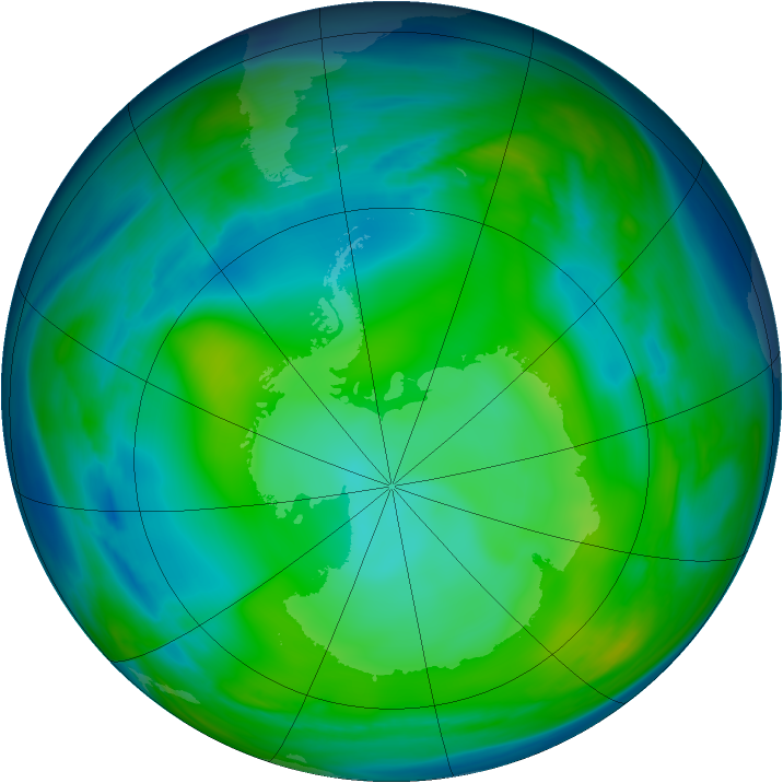 Antarctic ozone map for 07 July 2006